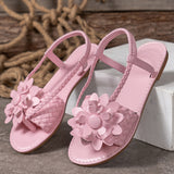 Women's Flower Decor Flat Sandals, Casual Open Toe Summer Shoes, Lightweight Braided Sandals