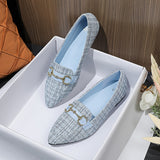 Women's Pointed Toe Flat Shoes, Elegant Soft Sole Slip On Shoes, Buckle Decor All-Match Flats