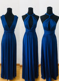 Hoombox Long Dark Blue Multi-Way Bridesmaid Dress, Women Summer Dress,Convertible Dresses