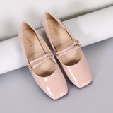 Womens Square Toe Flats - Ultra-Comfortable Soft Sole with Stylish Double Buckle - Timeless Retro Solid Color - Versatile All-Match Style