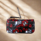 Fashion-Forward Retro Skull Womens Long Wallet - Stylish European Clutch with Secure Zippered Coin Purse - Spacious, Multipurpose Design for Fashion-Forward Ladies