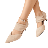 Chic Ankle-Strap Pumps - Low Heel, Pointed Toe, Comfortable Fit for Wedding & Parties