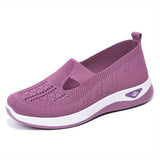 Women’s Comfort Knitted Sneakers - Soft Cushioned Sole, Slip-On Design, Breathable Low-top - Casual Walking Shoes for Everyday Comfort