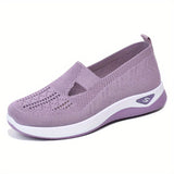 Women’s Comfort Knitted Sneakers - Soft Cushioned Sole, Slip-On Design, Breathable Low-top - Casual Walking Shoes for Everyday Comfort