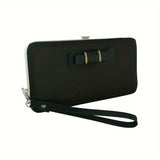 Chic Phone Wallet with Bow Accent - Convenient Card Slots & Secure Zipper Pocket - Versatile Accessory for Daily Use