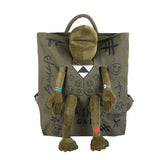 Trendy Cool Green Frog Backpack Schoolbag Korean Style Canvas Backpack Internet Celebrity Ins Backpack for Men One Piece Dropshipping