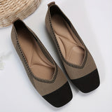 Stylish Women's Geometric Knitted Flats – Comfy Square Toe, Breathable & Lightweight, All-Season Slip-On Shoes