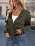 Zip Up Hooded Jacket, Casual Solid Long Sleeve Versatile Outerwear, Women's Clothing
