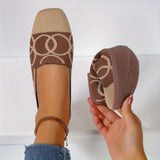 Geometric Chic - Womens Knit Square Toe Slip-On Shoes - Lightweight, Breathable & Effortlessly Comfortable for Everyday Wear