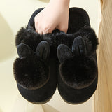 Warm Plush Rabbit Cartoon Slippers - Fabric Upper & Lining, PVC Sole, Hand Washable Cozy House Shoes