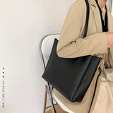 hoombox  Trendy Large Capacity Tote Bag, Simple PU Leather Solid Color Shoulder Bag, Perfect Underarm Bag For Daily Use