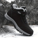 Men's Comfort Winter Hiking Boots - Thermal Plush Lining, Windproof & Durable TPR Sole, Hook and Loop Closure, Ankle Support