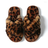 Slippers Women Men Winter Plush Cross Band Cotton Slipper Open Toe Fuzzy Warm Woman House Indoor Shoes