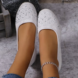 Dazzling Rhinestone Womens Flats - Shallow Mouth Slip-On, Lightweight & Soft Sole - Fashionable Ballets for Everyday Comfort