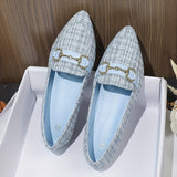 Women's Pointed Toe Flat Shoes, Elegant Soft Sole Slip On Shoes, Buckle Decor All-Match Flats