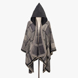 hoombox Oversized Hoodie Scarf Blanket Shawl Boho Geometric Print Tassel Warm Cape Outdoor Windproof Thick Cardigan Shawl