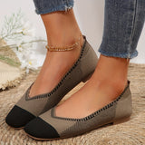 Stylish Women's Geometric Knitted Flats – Comfy Square Toe, Breathable & Lightweight, All-Season Slip-On Shoes