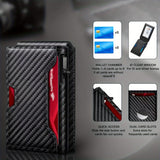 1pc Premium Mens RFID Blocking Anti-theft Card Holder - Secure Business Card Wallet with Sleek Carbon Fiber Design and Convenient Side Push Mechanism