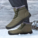 Men's Casual Snow Boots, Anti-skid Windproof Slip On Ankle Boots With Fuzzy Lining For Outdoor, Autumn And Winter