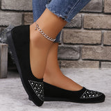 Dazzling Rhinestone Womens Flats - Shallow Mouth Slip-On, Lightweight & Soft Sole - Fashionable Ballets for Everyday Comfort