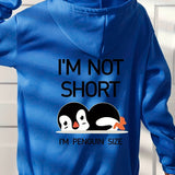 Penguin Graphic Casual Sports Hooded Sweatshirts, Animal Print Drawstring Hoodies With Front Pocket, Women's Sporty Sweatshirts