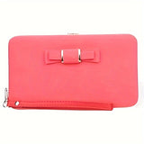 Chic Phone Wallet with Bow Accent - Convenient Card Slots & Secure Zipper Pocket - Versatile Accessory for Daily Use