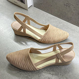 Women's Solid Color Wedge Heeled Shoes, Casual Point Toe Ankle Strap Shoes, Comfortable Slip On jelly shoes