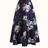 Women's Maternity Flowers Print Skirt Elegant Maxi Dress For Fall Winter, Pregnant Women's Clothing