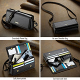 Multi Card Slots Crossbody Phone Wallet - RFID Blocking, Adjustable Detachable Strap, Zipper Pocket, Lightweight Faux Leather Design with Nylon Lining and Magnet Closure