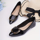 Chic Women's Flats with Buckle Accents - Comfortable Slip-On Pointed Toe - Versatile for Work & Casual Wear