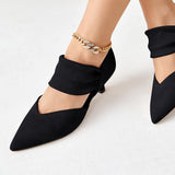 Chic Ankle-Strap Pumps - Low Heel, Pointed Toe, Comfortable Fit for Wedding & Parties