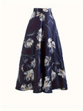 Women's Maternity Flowers Print Skirt Elegant Maxi Dress For Fall Winter, Pregnant Women's Clothing