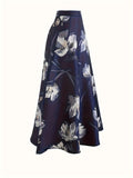 Women's Maternity Flowers Print Skirt Elegant Maxi Dress For Fall Winter, Pregnant Women's Clothing