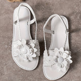 Women's Flower Decor Flat Sandals, Casual Open Toe Summer Shoes, Lightweight Braided Sandals