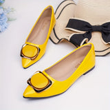 Chic Women's Flats with Buckle Accents - Comfortable Slip-On Pointed Toe - Versatile for Work & Casual Wear