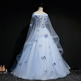 Hoombox Beautiful Light Blue Ball Gown Lace-up Party Dress, Blue Prom Dress