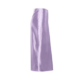 Hoombox  Solid Purple Satin Silk Skirt Women High Waisted Summer Long Skirt New Elegant Ladies Office Skirts Midi Spring