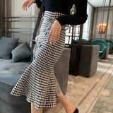 Hoombox Knitted skirt women autumn fashion mid-length high-waist slimming hip skirt casual fishtail skirt hot sale