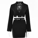 Hoombox Women Fashion Dress Two Piece Sets Autumn Single Button Blazer Bandage Bodycon Skirts Suit Office Ladies Outfits