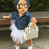 Hoombox   Baby Girl Summer Clothing Sets Baby Girls Clothes Denim Shirt Top +Tutu Skirts+Headband 3pcs Outfits Sets