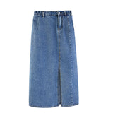 Hoombox High Waist Vintage Denim Jeans Skirts Casual Wash Split Long Skirt Korean Harajuk Blue Skirt Femme