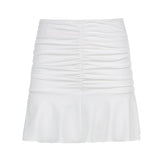 Hoombox 90s Mini Skirt Lady Trendy Y2K Summer Beachwear White Accessory Harajuku Skirts Fashion Pleated Skirts Woman High Waist