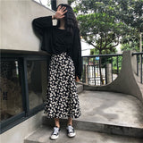 Hoombox Summer Vintage Floral Print Ruffle kawaii saia falda long Harajuku Women Korean Streetwear Elastic Waist midi skirt