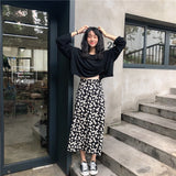 Hoombox Summer Vintage Floral Print Ruffle kawaii saia falda long Harajuku Women Korean Streetwear Elastic Waist midi skirt