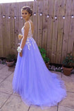 Hoombox Beautiful Light Purple Tulle Dress, White Lace and Lavender Prom Dress