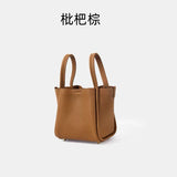 hoombox  Songmont Medium and Small Size New Lock Vegetable Basket Series Cowhide Large Capacity Commuter Portable Bucket Bag Women's Bag