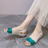 HOOMBOX Spring and Summer New Jelly Shoes Women's TPU Wedge Non-Slip Jelly Slippers Fashion Hole Sandals