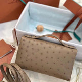 hoombox Lp19 New Lunch Box Bag Ostrich Leather Gigi Same Style Loro * Piana Bag Shoulder Crossbody Cosmetic Bag Women