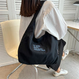 hoombox  College Student Class Commuter Bag Female  New Spring and Summer Large Capacity Canvas Shoulder Bag Underarm Bag Tote Bag