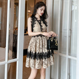 HOOMBOX Summer New  Style Retro Elegant High Waist Lace Dress Design Sense A- line Skirt 10714